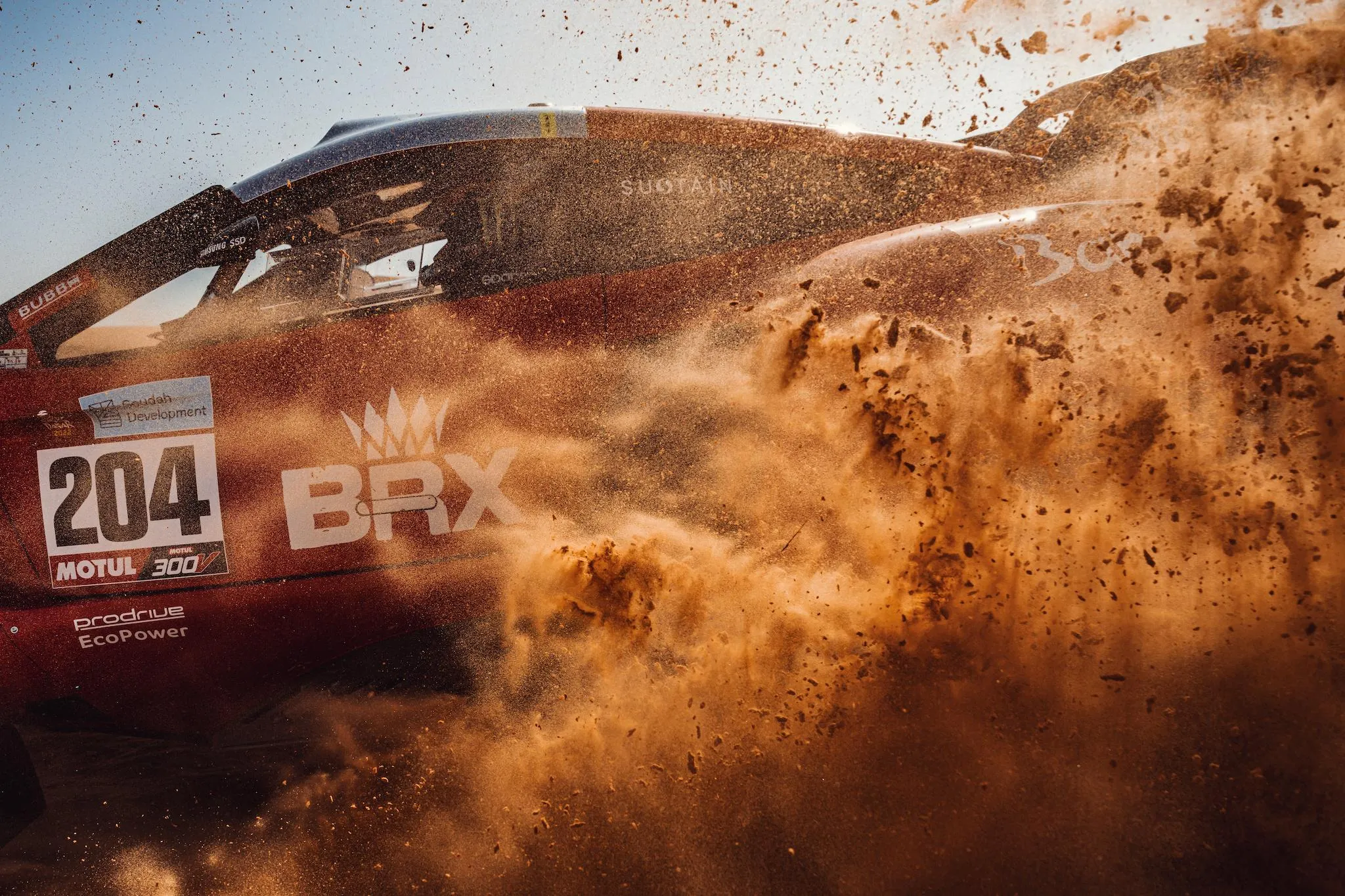 Bahrain Raid Extreme driver Nani Roma and co-driver Alex Haro Bravo drive their Prodrive Hunter on Stage 7 from Riyadh to Al Dawadimi.