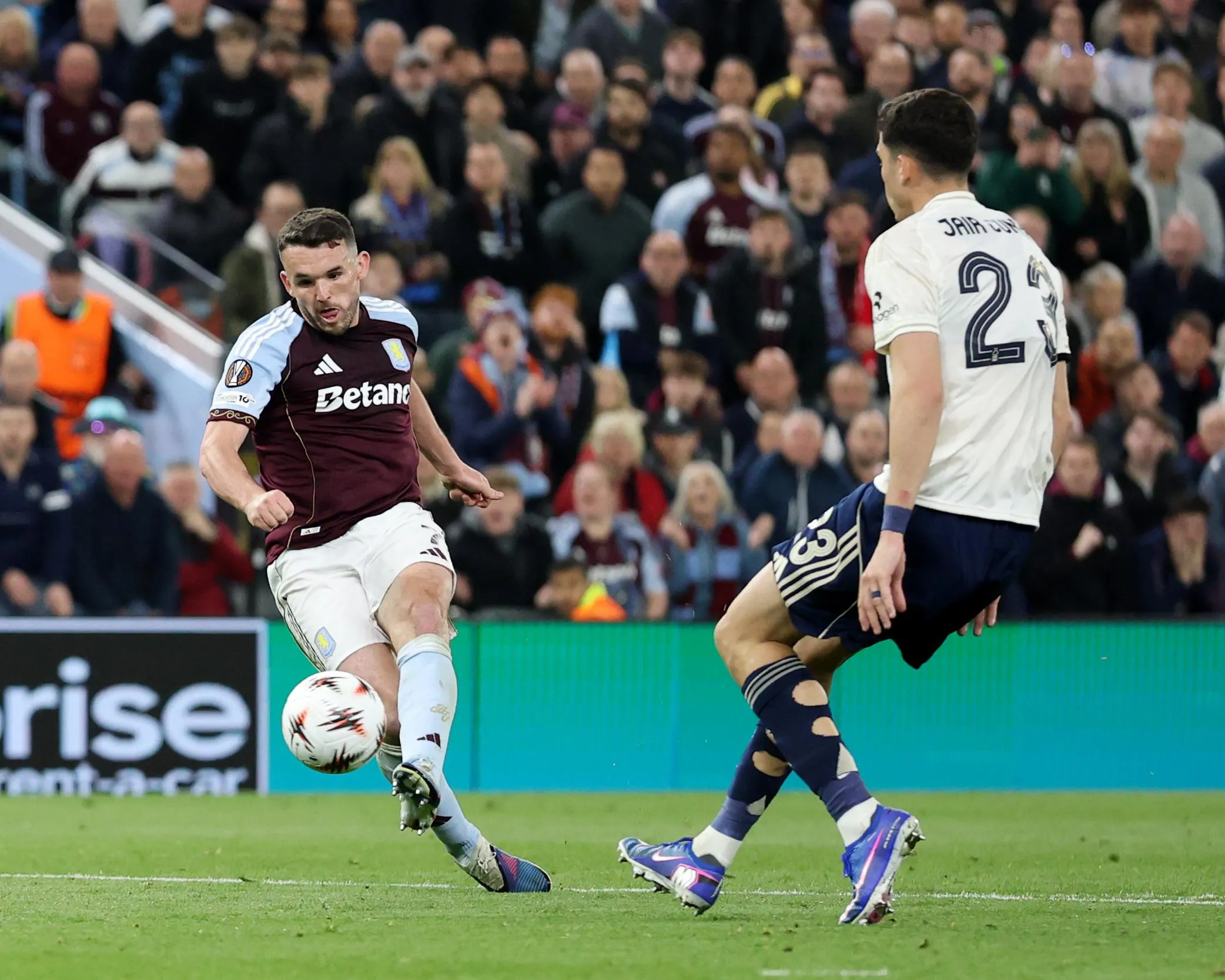 John McGinn scores the second of his quickfire double as Aston Villa ran away with the tie late on in the second leg.