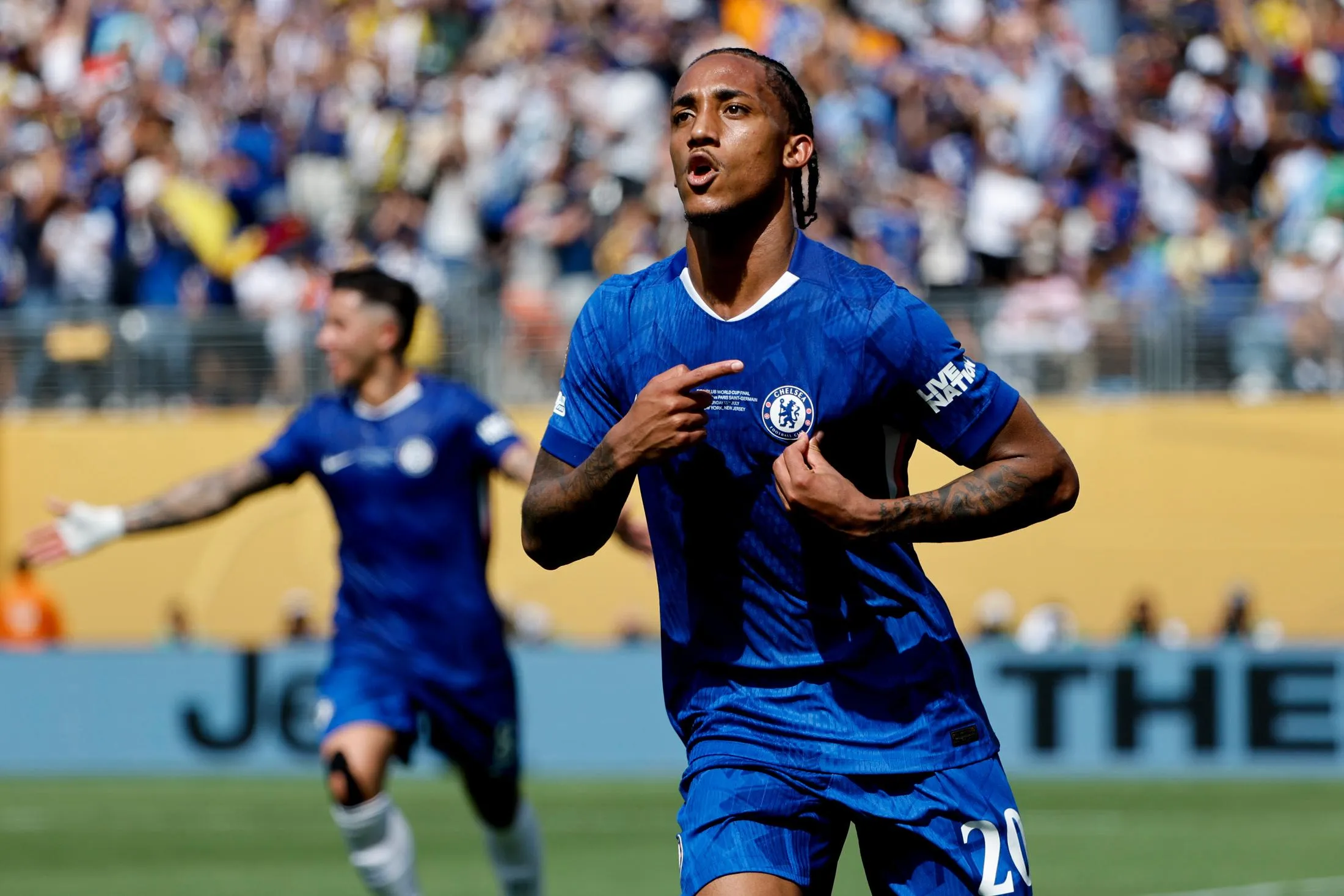 João Pedro celebrates his goal in the Club World Cup final