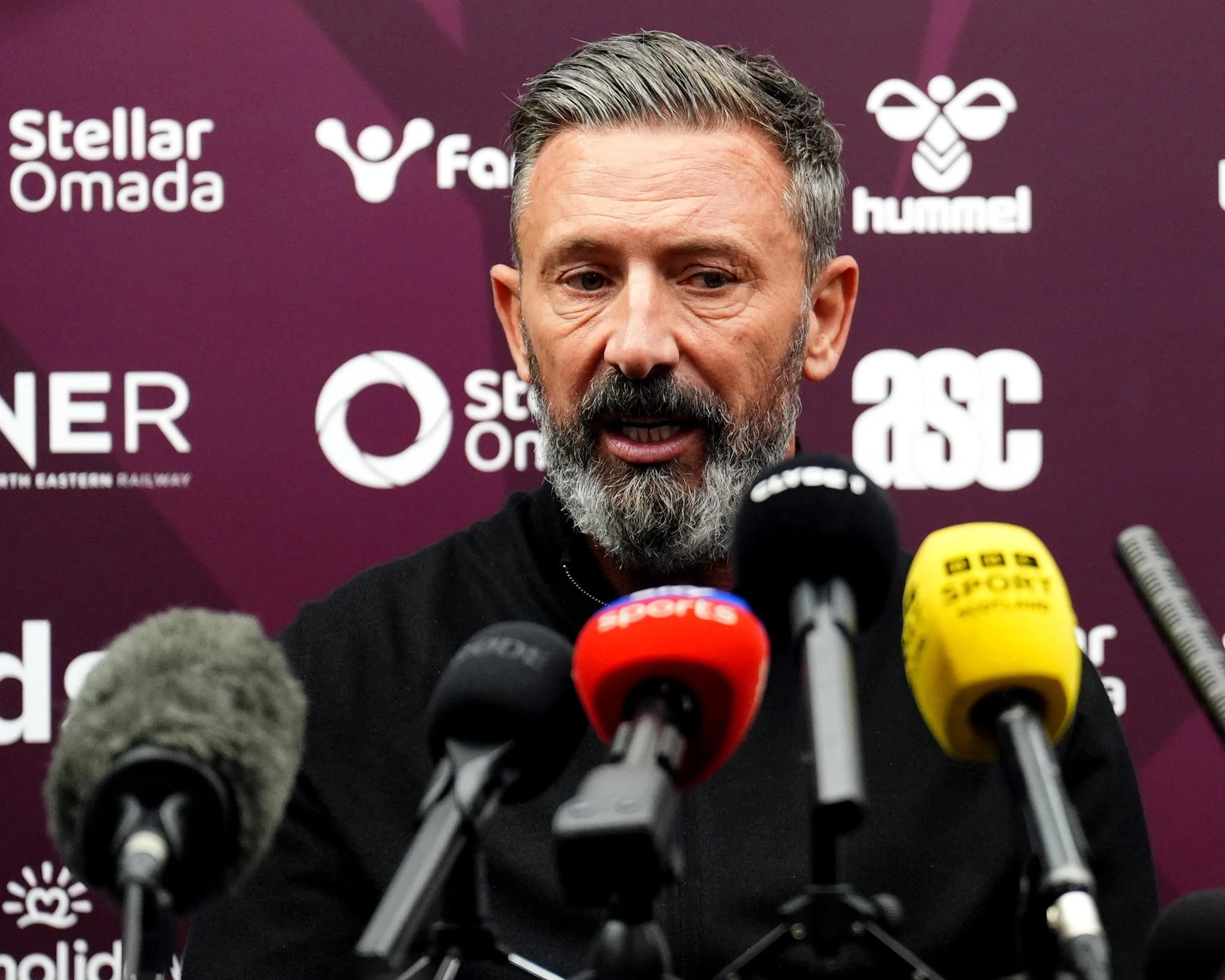 Derek McInnes speaks to the media after the Scottish Premiership match between Hearts and Falkirk