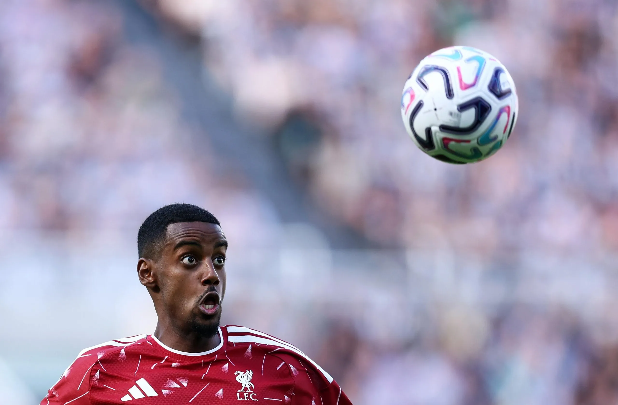 Alexander Isak of Liverpool in action at Newcastle