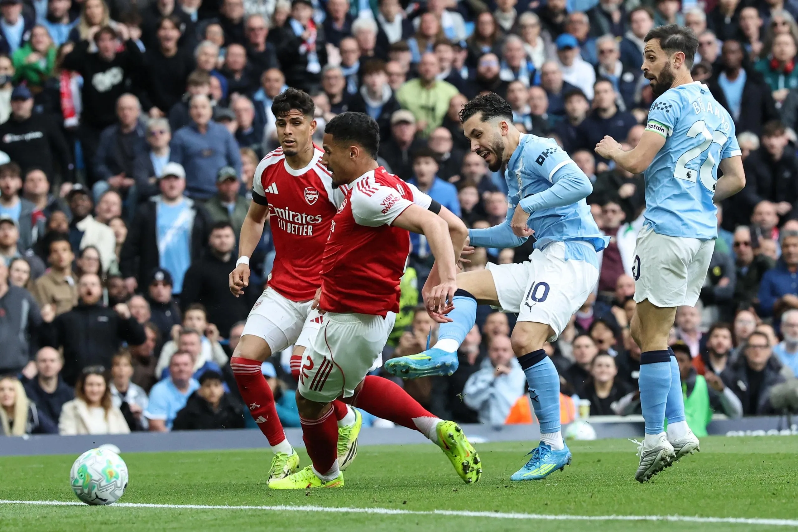 Rayan Cherki scores a magnificent goal against title rivals Arsenal.