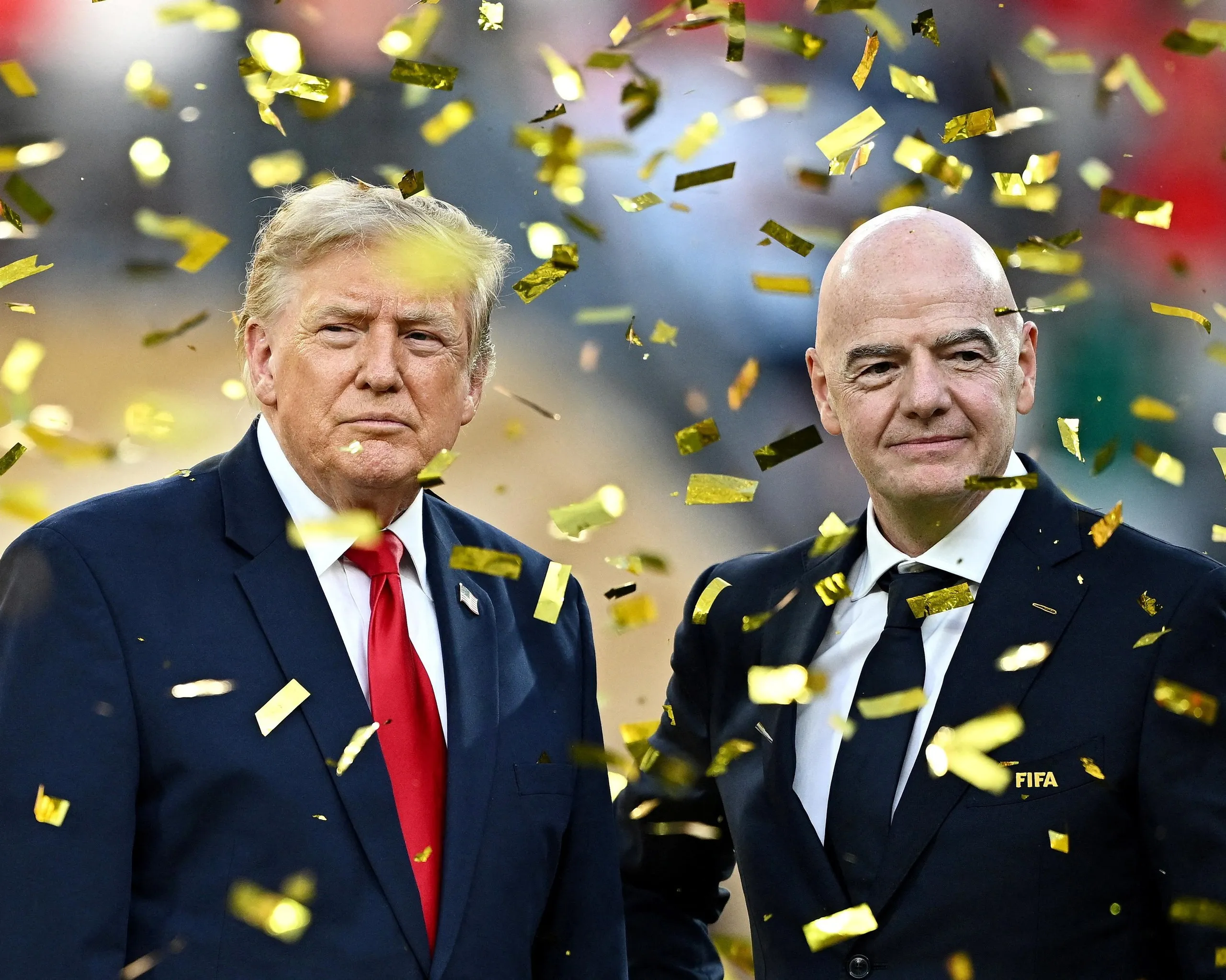 U.S. President Donald Trump and Fifa President Gianni Infantino during the trophy presentation after the World Cup final match.