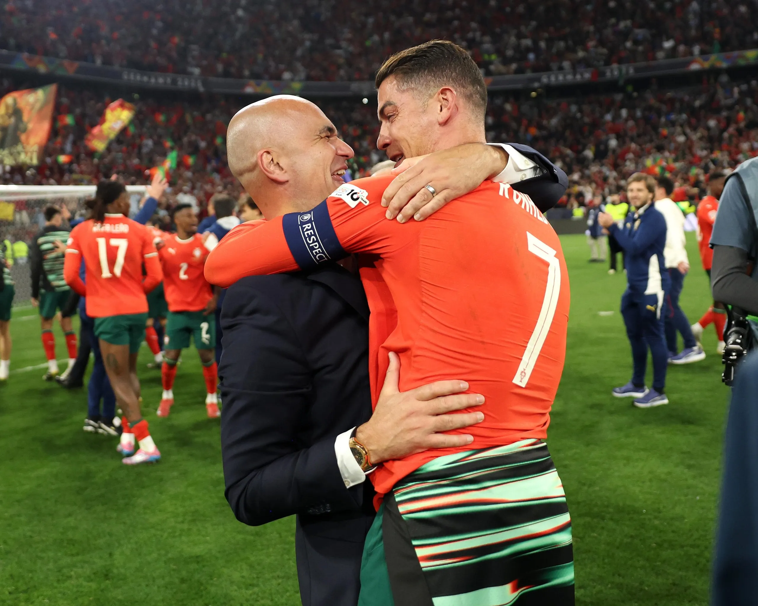 Roberto Martinez, manager of Portugal, and Cristiano Ronaldo.