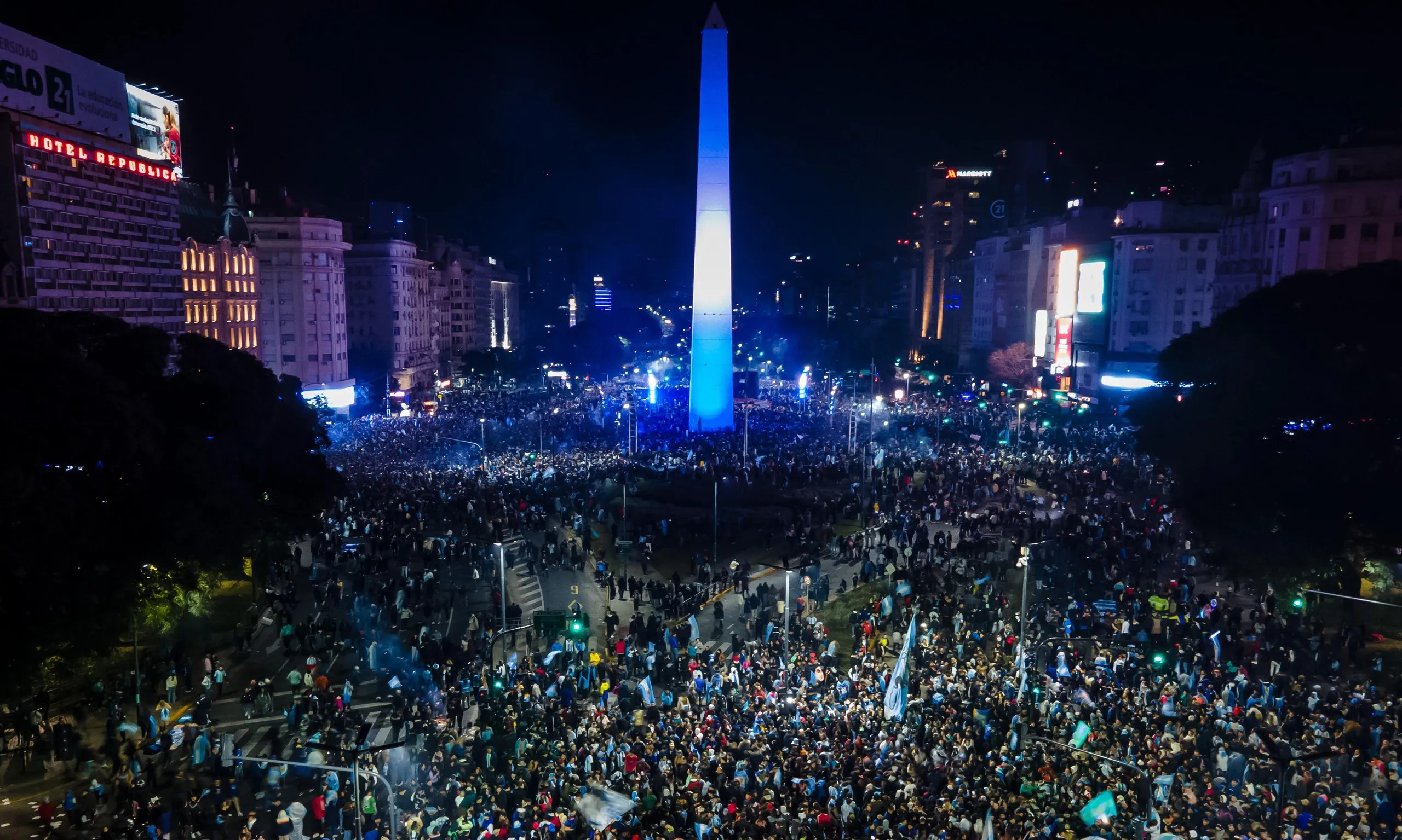 Fans in Buenos Aires celebrate Argentina’s latest Copa América championship.