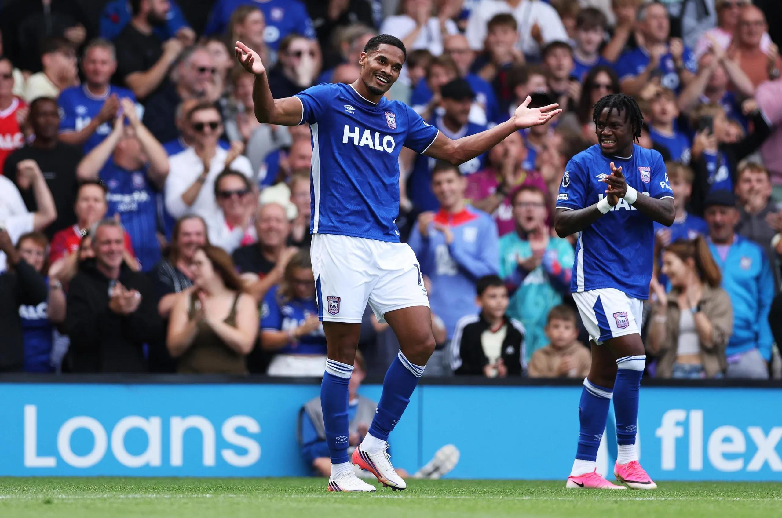 Emersonn celebrates scoring Ipswich’s first goal against Sunderland