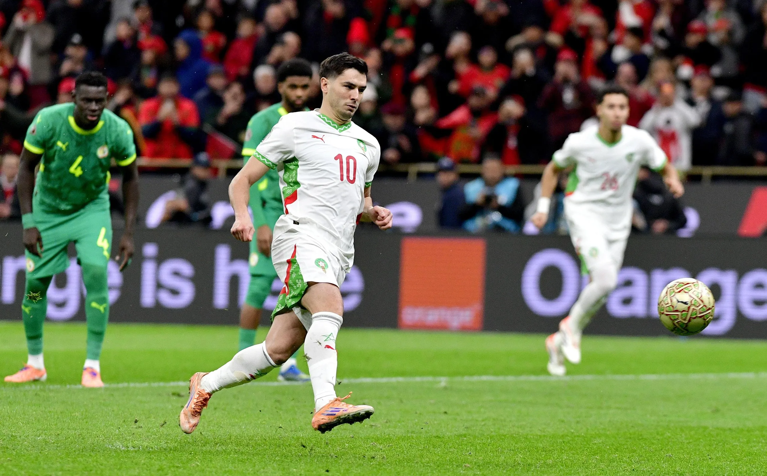 Morocco’s Brahim Díaz fluffs his Panenka penalty in the Africa Cup of Nations final