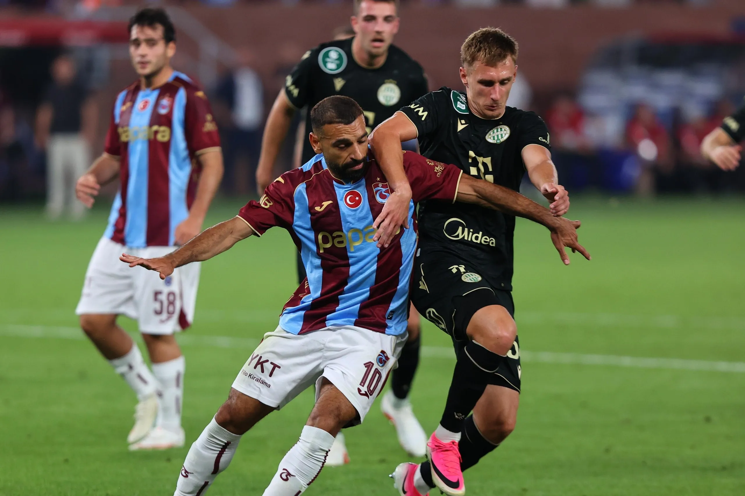 Mohamed Salah (10) of Trabzonspor in action during the first leg of the UEFA Europa League play-off round against Ferencvaros