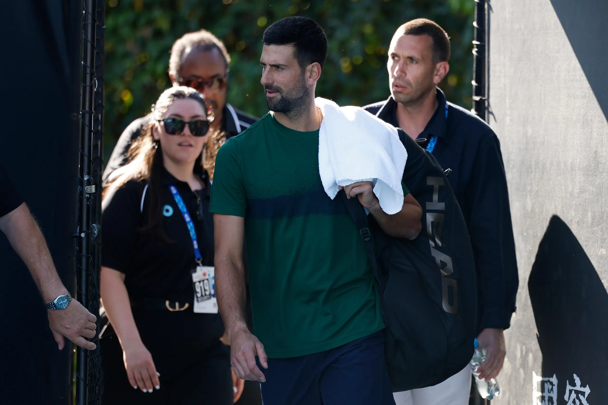 Novak Djokovic during a practice session at Melbourne Park