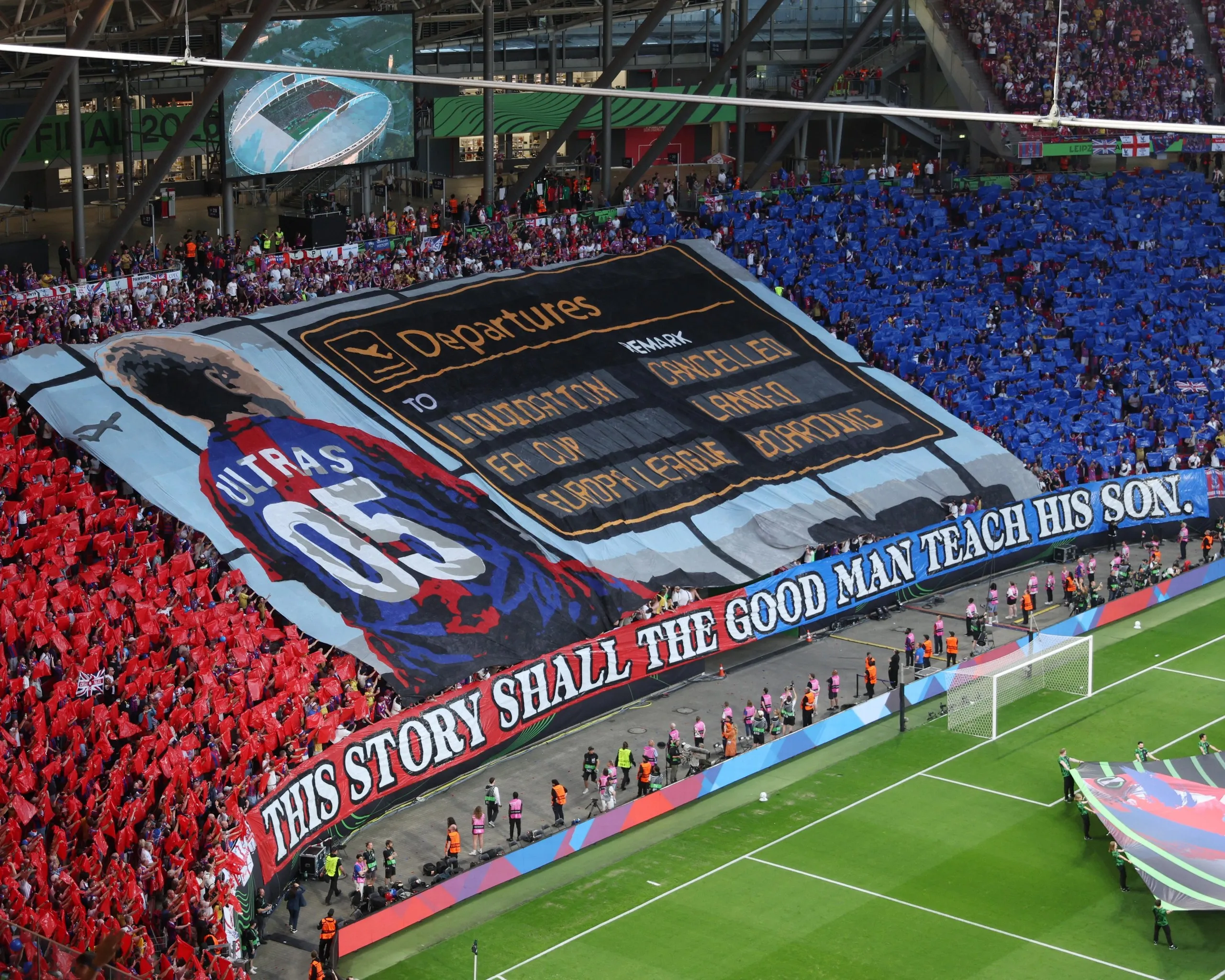 Palace tifo before the Conference League against Rayo Vallecano in May.