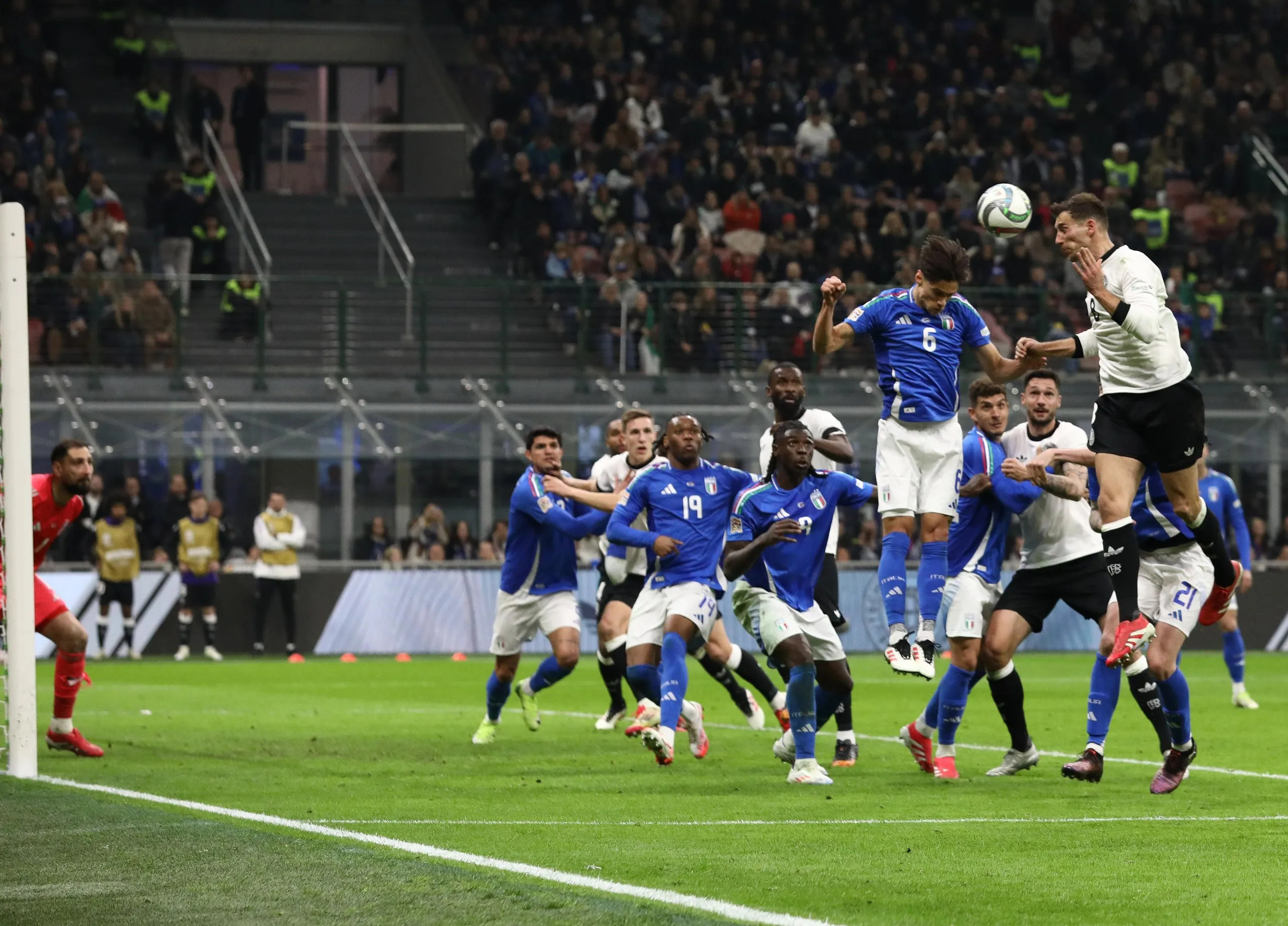 Leon Goretzka heads in Joshua Kimmich’s cross in the 76th minute to seal a comeback victory for Germany in Italy.