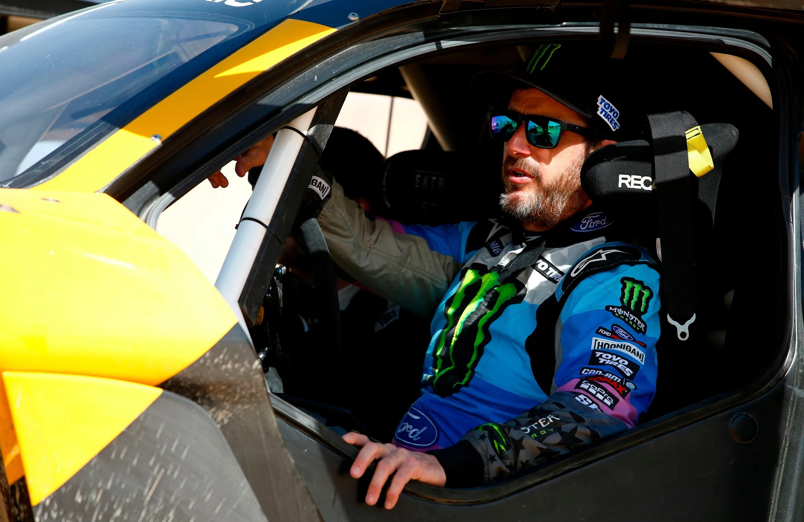 Ken Block, pictured in 2020, at the wheel in Qiddiya