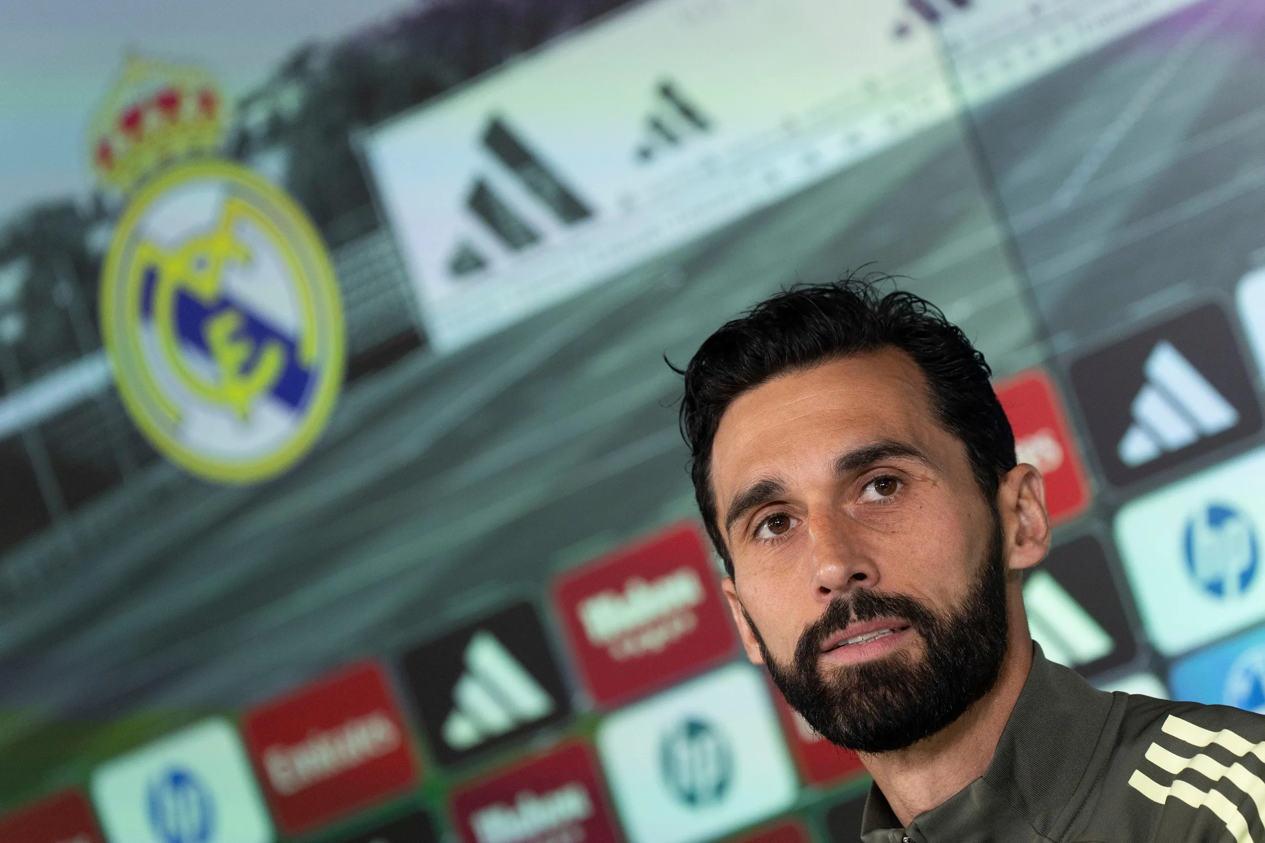 Real Madrid’s head coach Alvaro Arbeloa addresses a press conference
