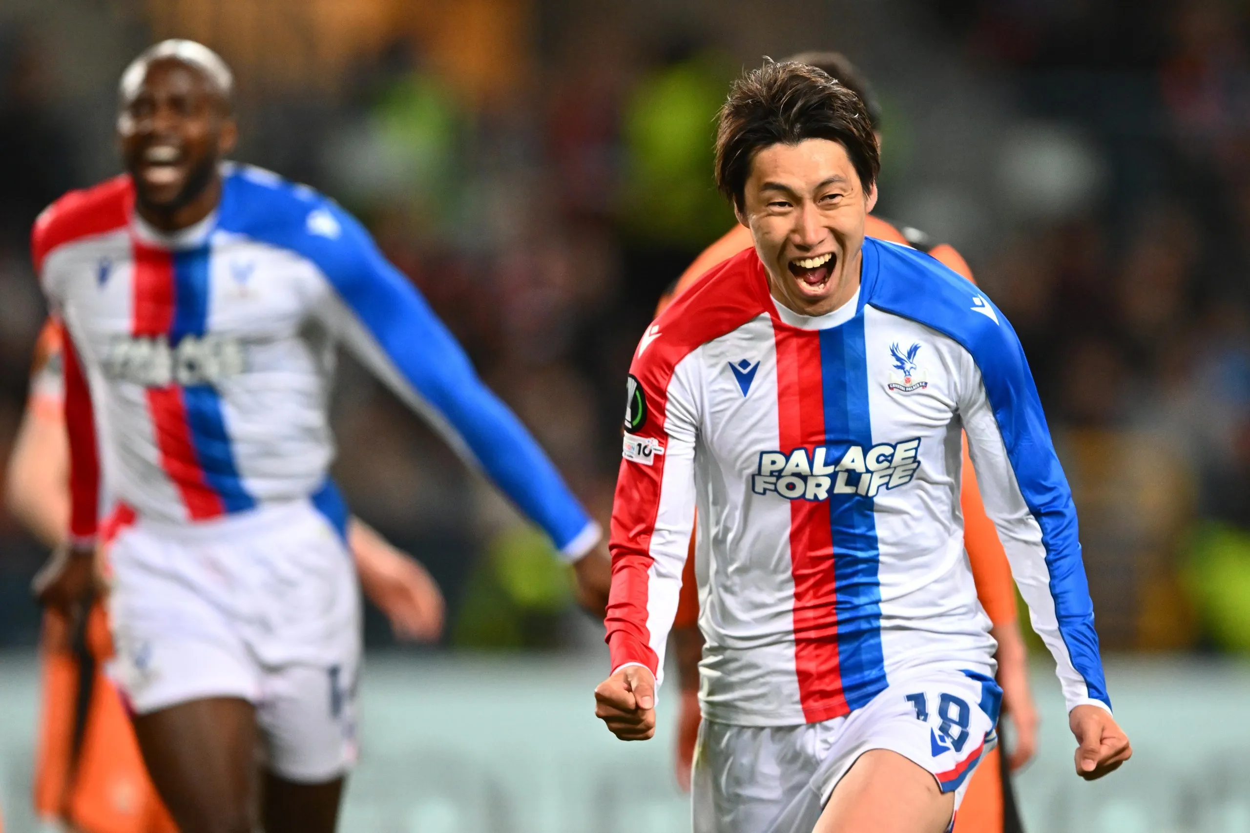 Daichi Kamada celebrates after restoring Crystal Palace’s lead.