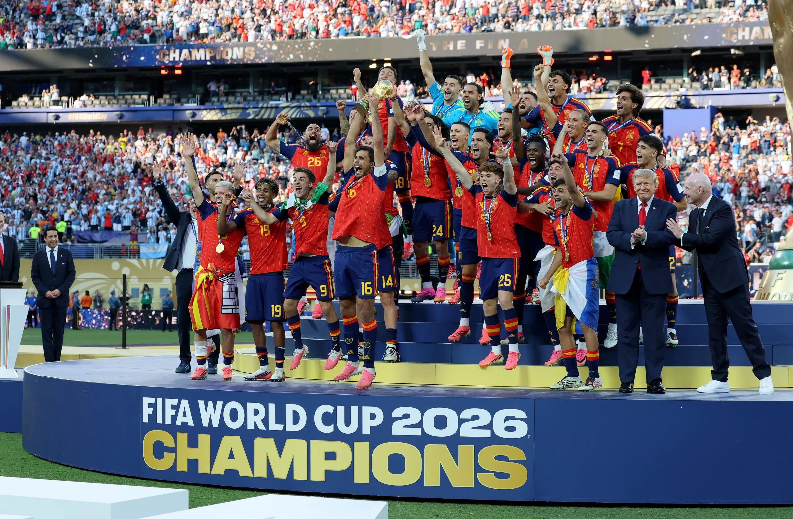 Spain celebrate after their World Cup triumph this month
