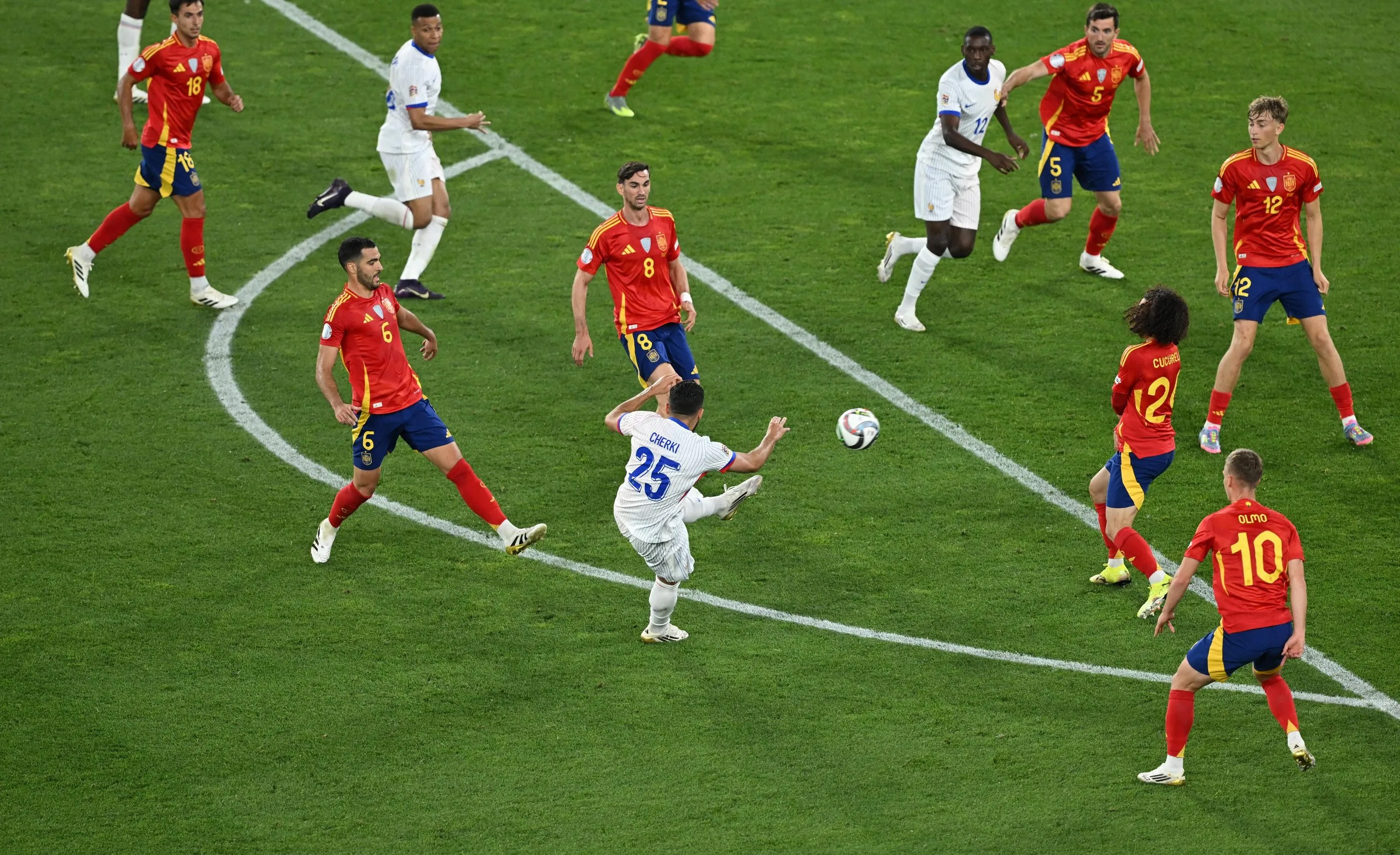 Rayan Cherki scores an amazing volley for France.