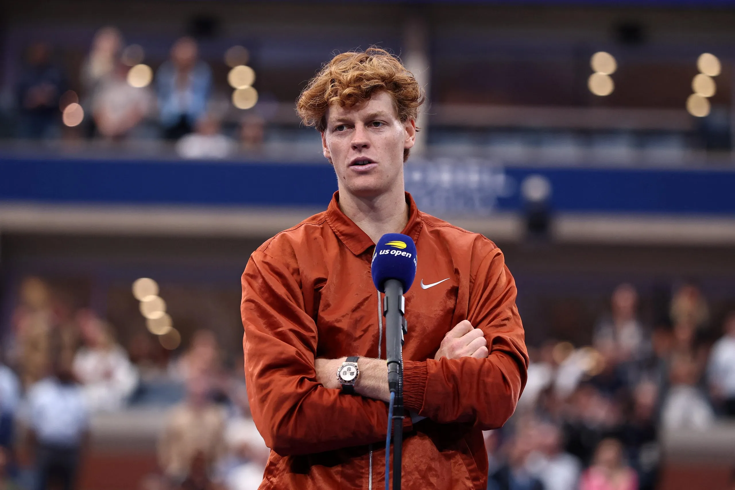 Jannik Sinner speaks after being defeated.