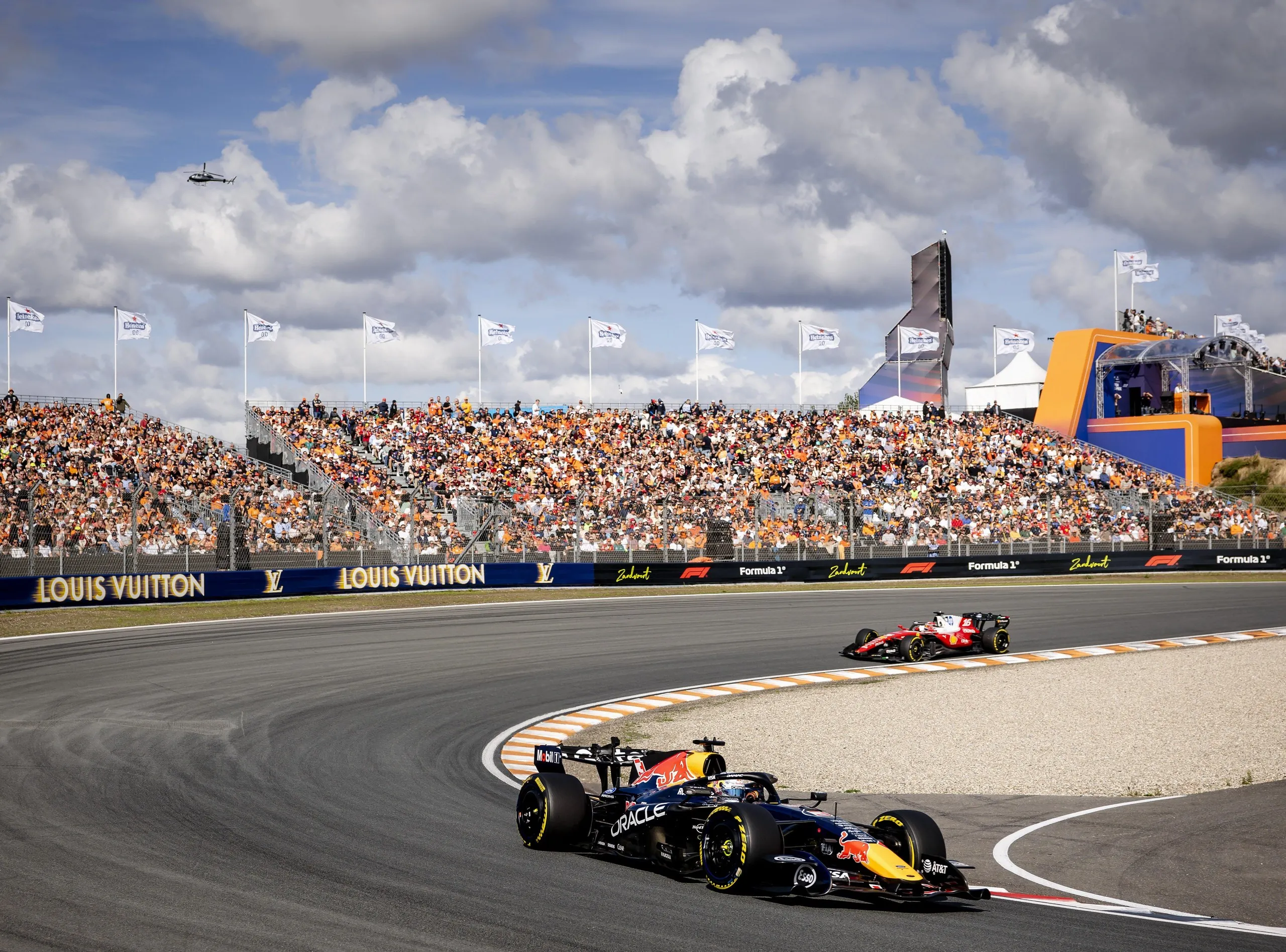 Max Verstappen (Red Bull Racing) and Charles Leclerc (Ferrari) during sprint qualifying,