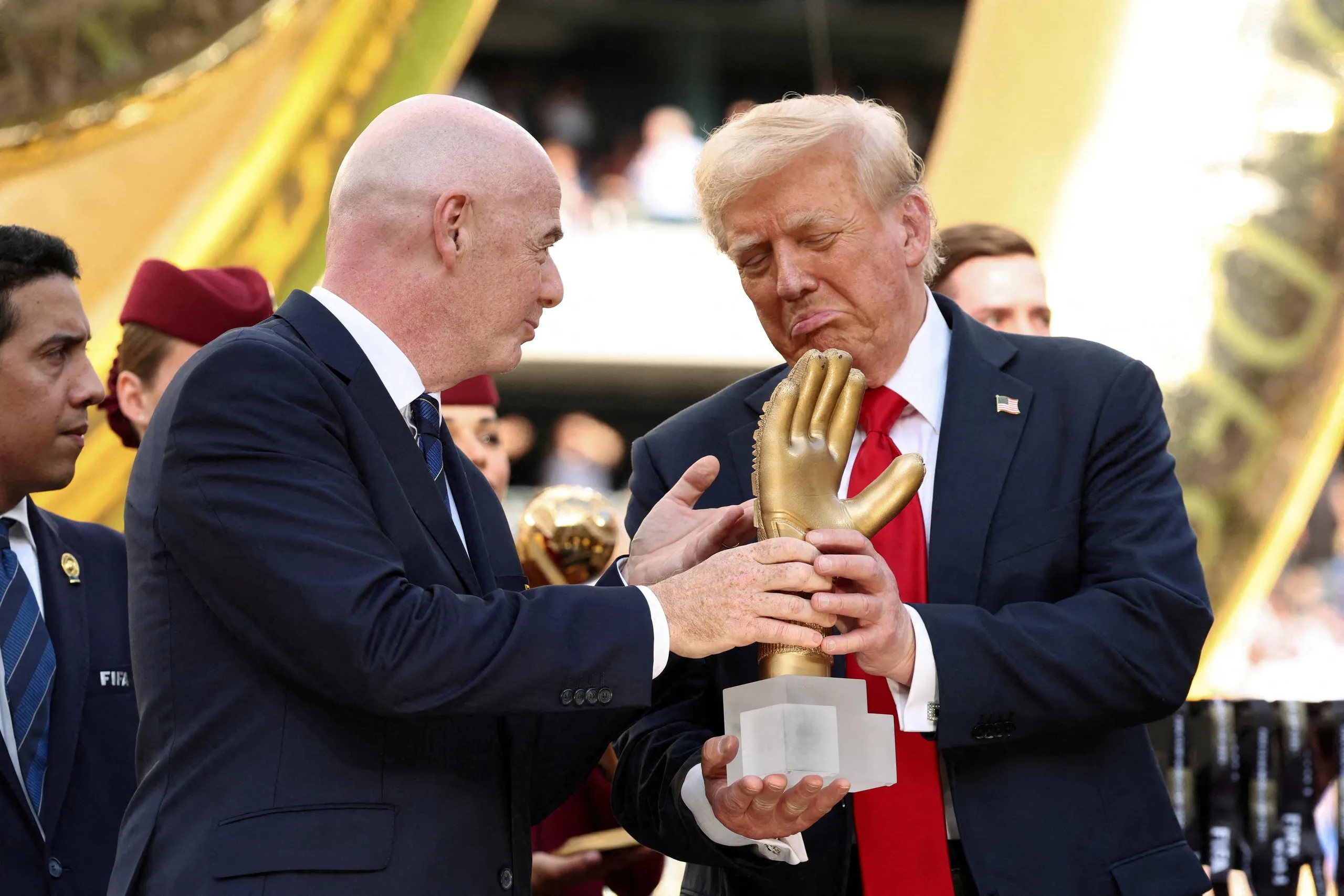 Gianni Infantino and Donald Trump at the Club World Cup final in New Jersey.
