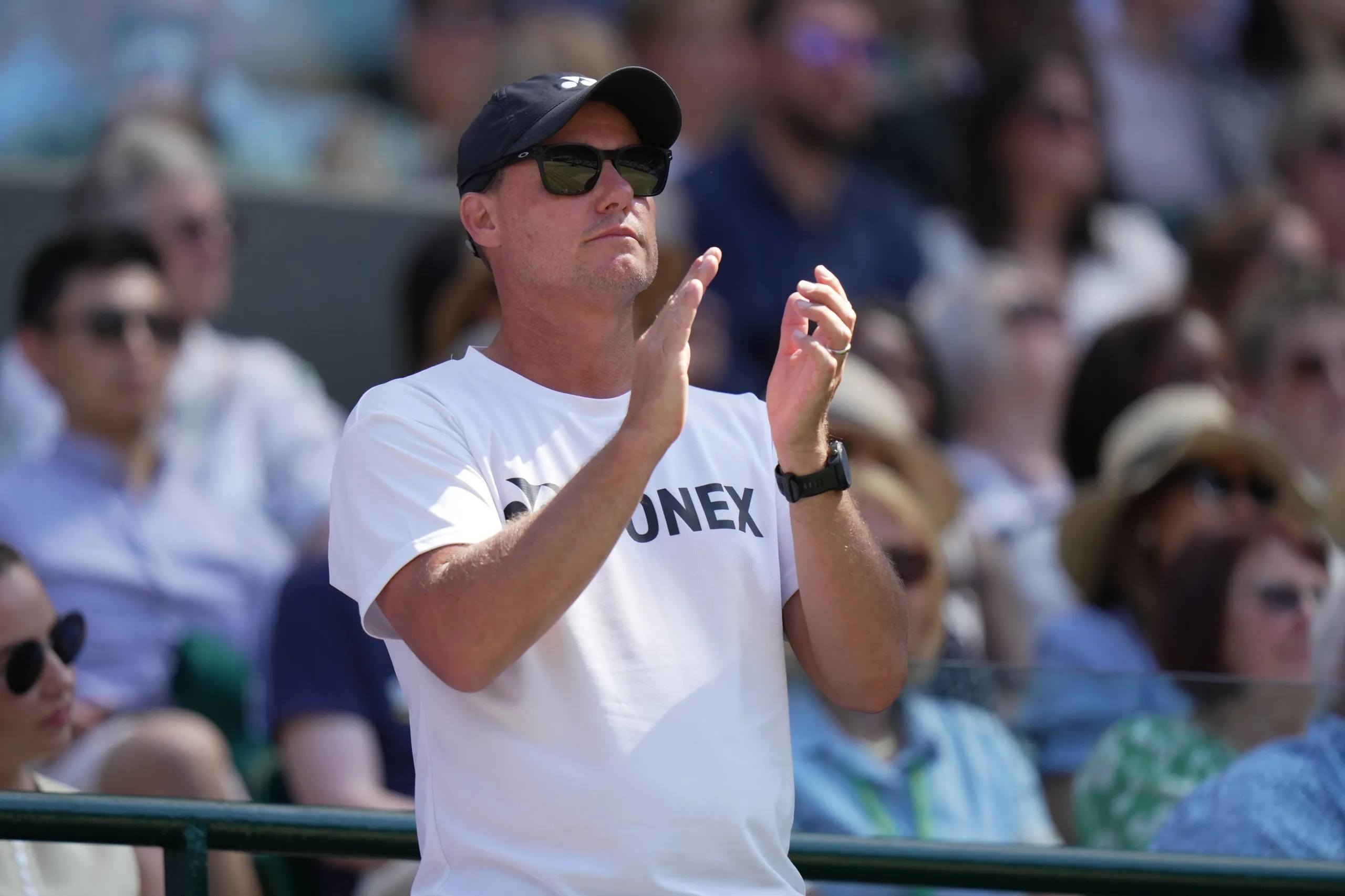 Lleyton Hewitt in the stands to watch his son Cruz