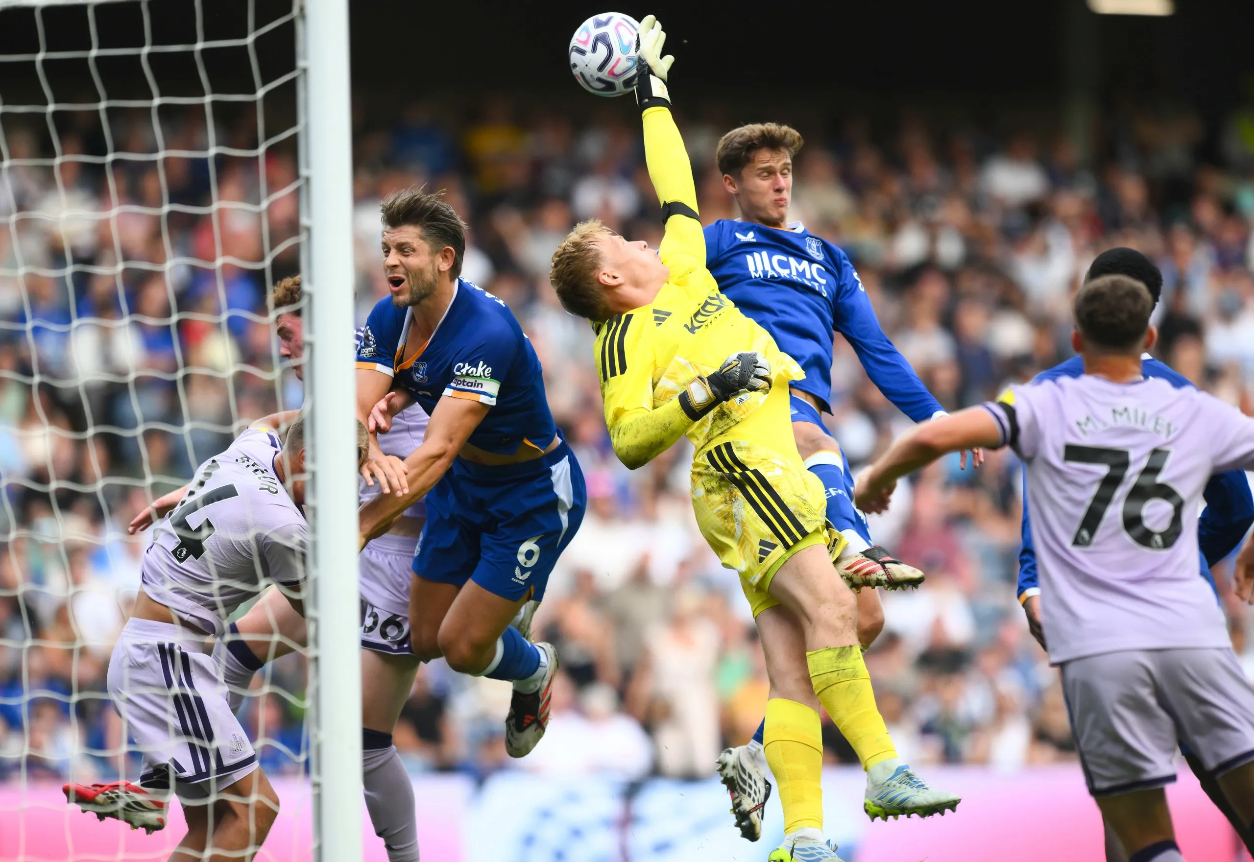 Newcastle goalkeeper Lukas Hornicek in action.