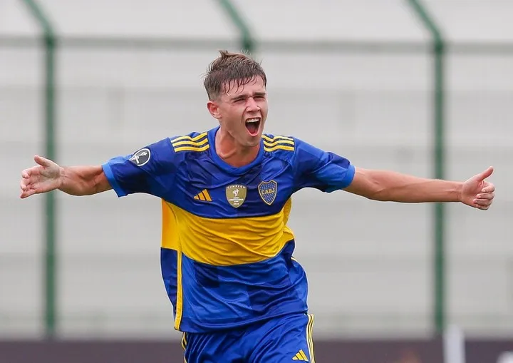 Dalmasso gritando un gol con la Reserva de Boca