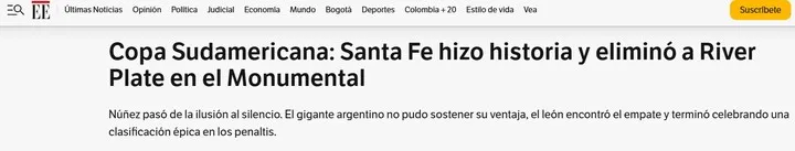 Santa Fe “hizo historia”: título principal del medio El Espectador