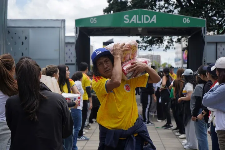 El estadio de Independiente Santa Fe fue uno de los centros de recolección de donaciones (EFE)