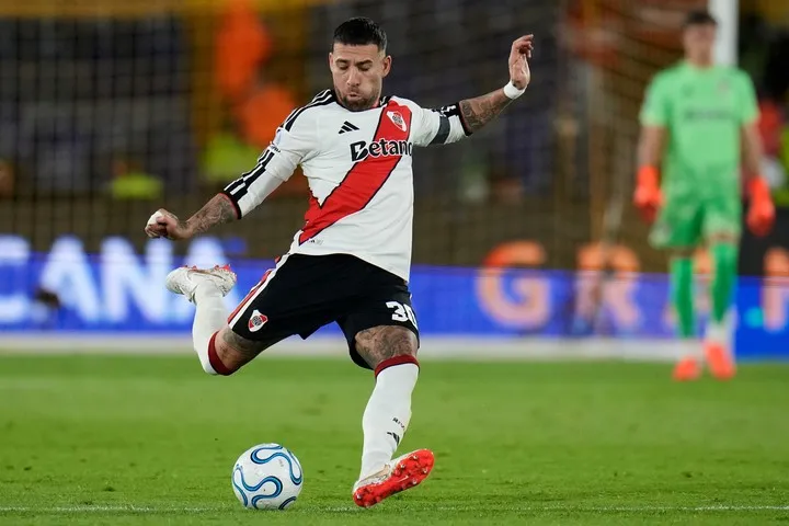 El capitán de River empujó al equipo con personalidad desde el fondo (AP Photo/Fernando Vergara)