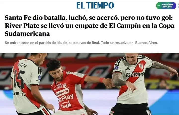 Los medios colombianos reflejaron el empate de River