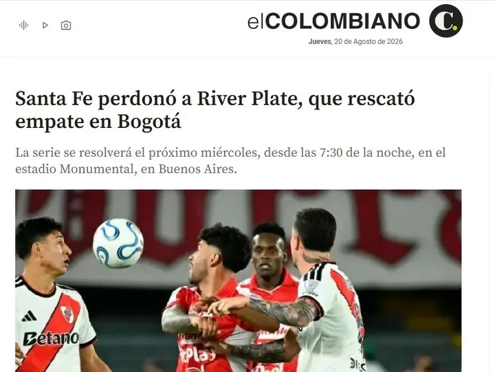 Los medios colombianos reflejaron el empate de River