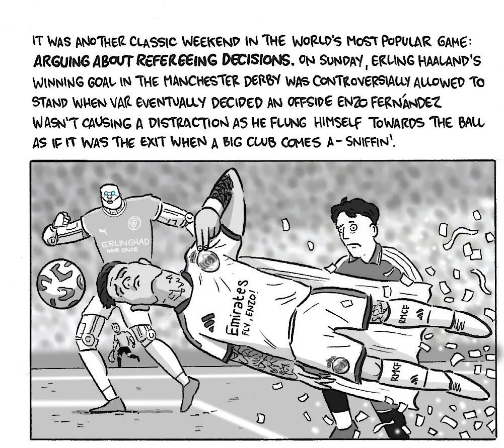 David Squires cartoon, panel 1