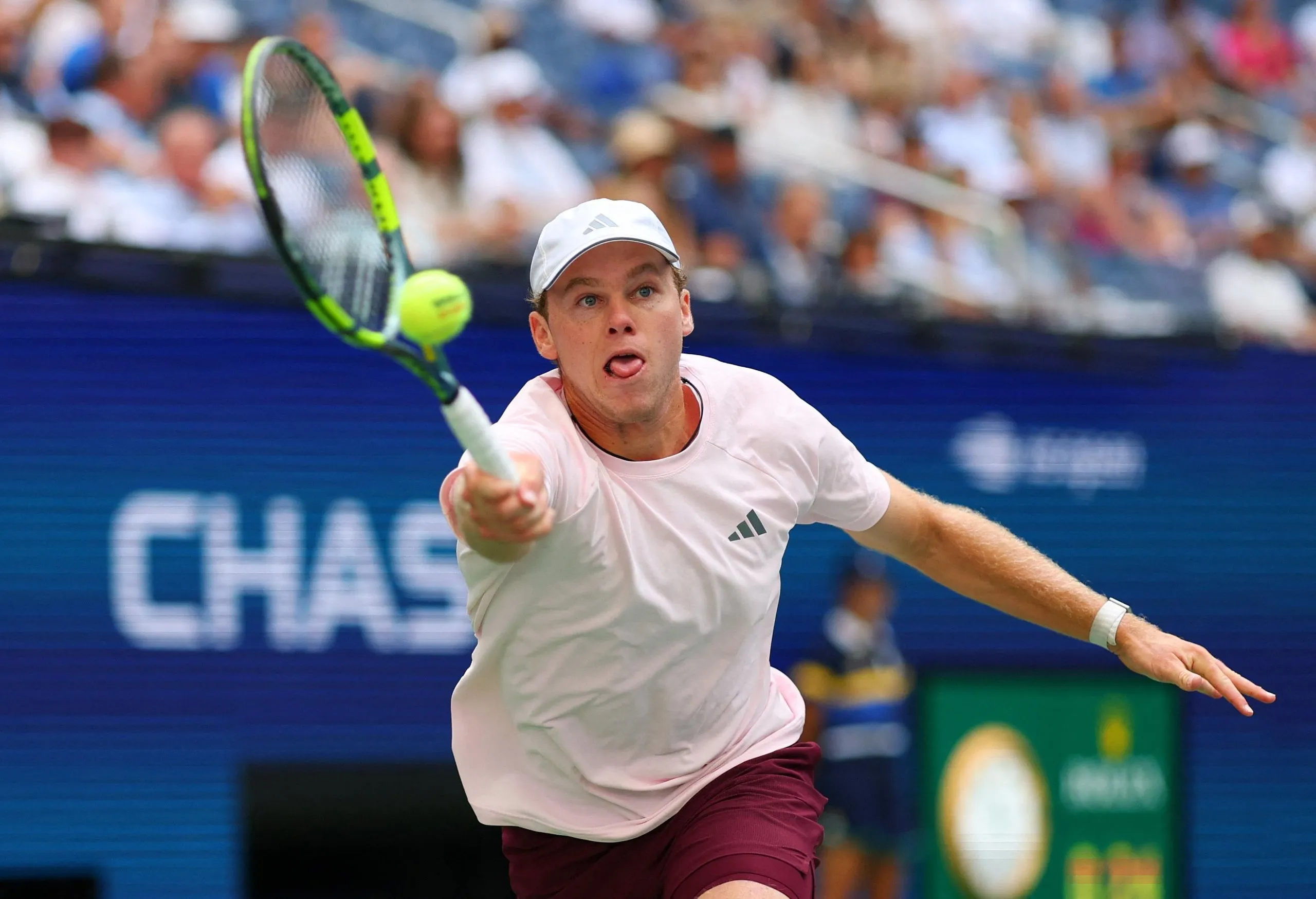 Alex Michelsen in action against Frances Tiafoe during their US Open quarter-final on Tuesday.