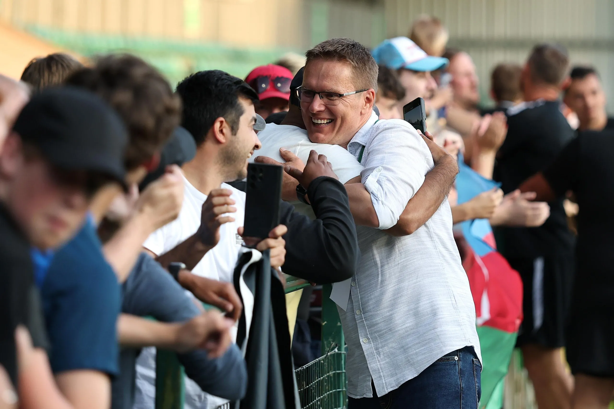 Dambrauskas embraces a Sabah fan after presiding over a 4-1 aggregate victory against The New Saints in Champions League qualifying