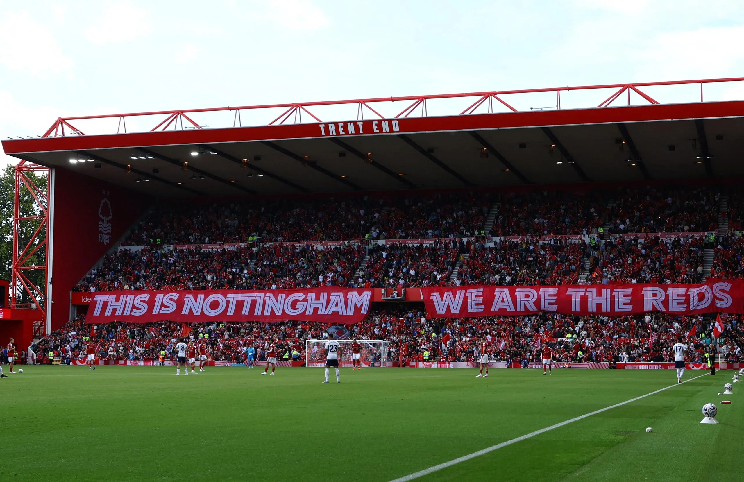 Nottingham Forest fans display a banner in the stands