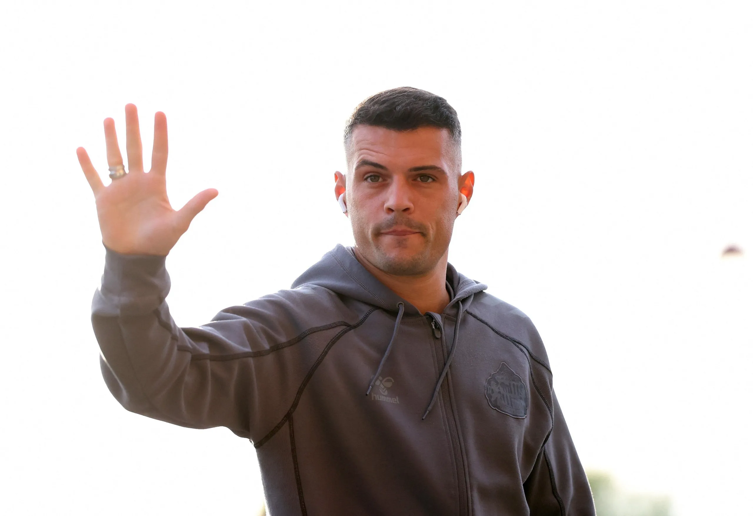 Granit Xhaka waves.