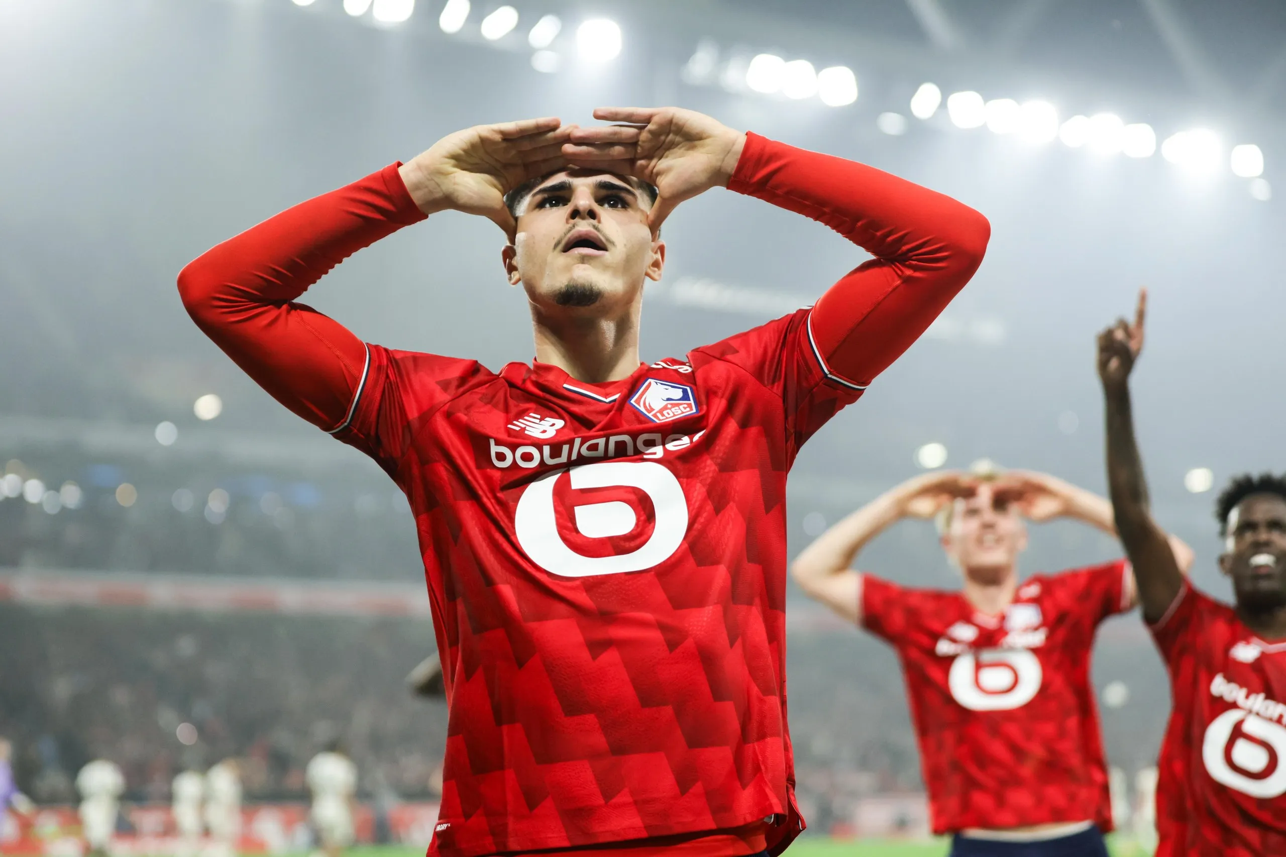 Matias Fernandez-Pardo celebrates after scoring for Lille